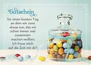 Postkarten: Gutschein für einen bunten Tag, 4 Stück Postkarten: Gutschein für einen bunten Tag, 4 Stück