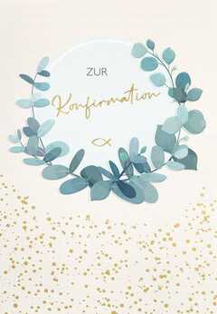 Faltkarte "Zur Konfirmation" - Blätterkranz