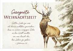 Postkartenserie "Gesegnete Weihnachtszeit"/Hirsch 12 Stk.