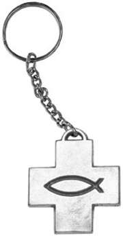 Schlüsselanhänger  "Kreuz mit Fisch"