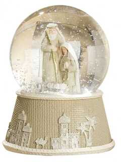 Schneekugel mit Spieluhr - Heilige Familie cremefarben Schneekugel mit Spieluhr - Heilige Familie cremefarben